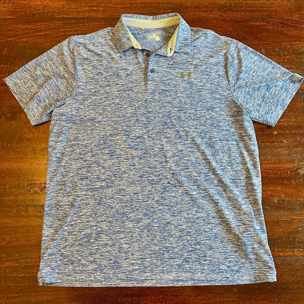 Under Armour Men's Heathered Blue Polo Shirt XL